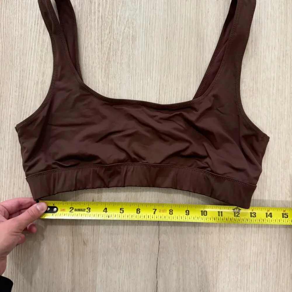 SKIMS Scoop Neck Tank Bikini Top Cocoa Brown Minimal Swim Top Size XL